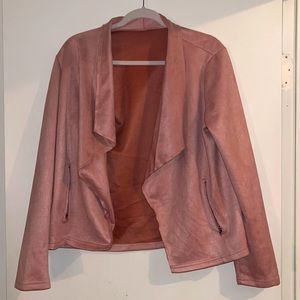Moto Style faux Suede pink open front Jacket